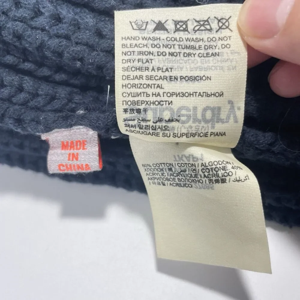 Superdry Super Cable Chunky Knit Navy Blue Unisex Scarf Black Label